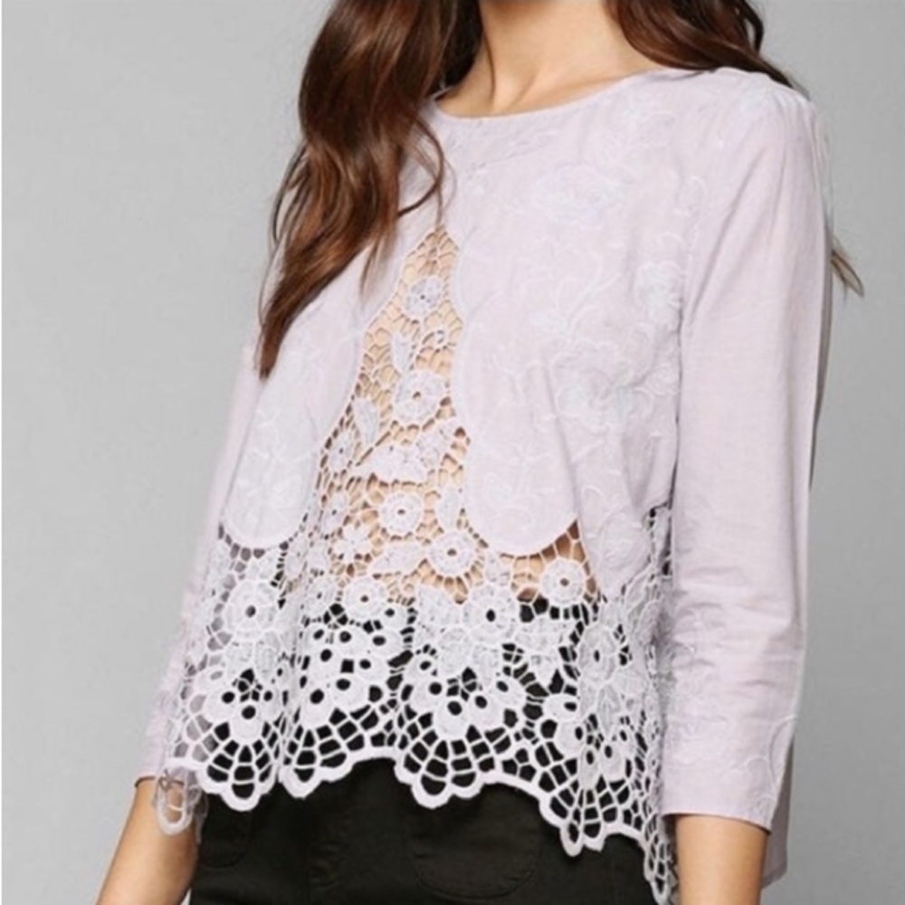 Kimchi Blue Lavender crochet Blouse